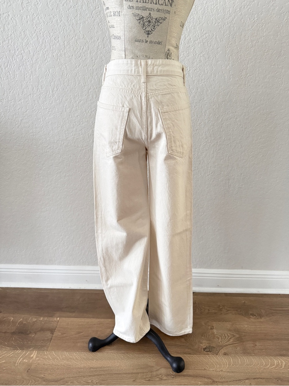Zara 100%Cotton Cream Wide Leg Jeans - Picture 2 of 13